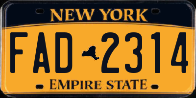 NY license plate FAD2314