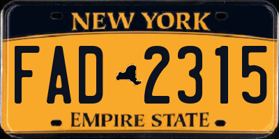 NY license plate FAD2315