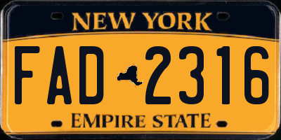 NY license plate FAD2316