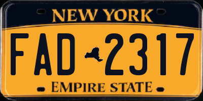 NY license plate FAD2317