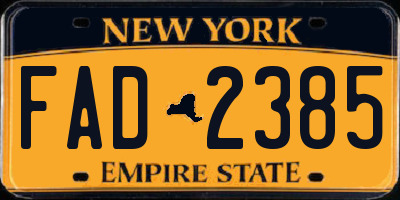 NY license plate FAD2385