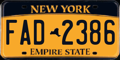 NY license plate FAD2386