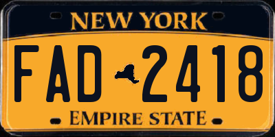 NY license plate FAD2418
