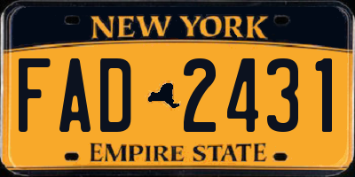 NY license plate FAD2431