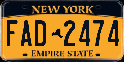 NY license plate FAD2474