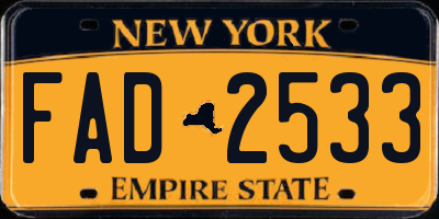 NY license plate FAD2533