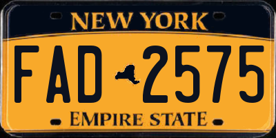 NY license plate FAD2575