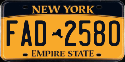 NY license plate FAD2580