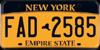 NY license plate FAD2585