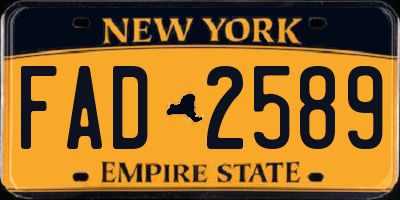 NY license plate FAD2589