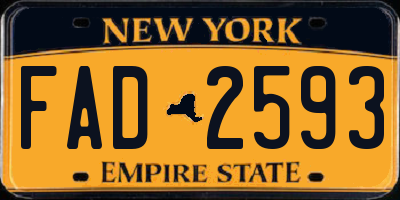 NY license plate FAD2593