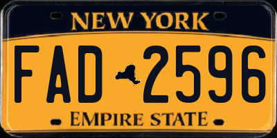 NY license plate FAD2596