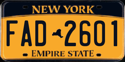 NY license plate FAD2601