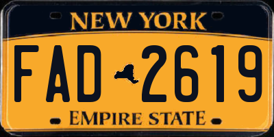NY license plate FAD2619