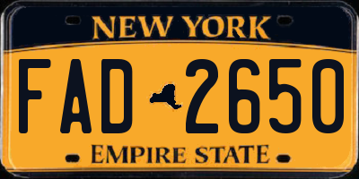NY license plate FAD2650