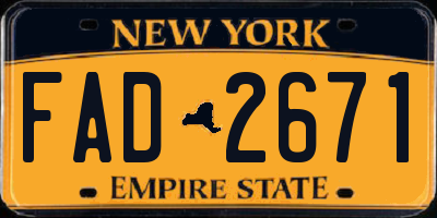 NY license plate FAD2671