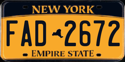 NY license plate FAD2672