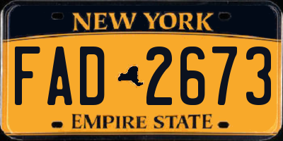 NY license plate FAD2673