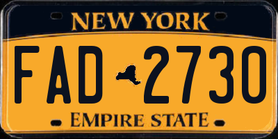 NY license plate FAD2730