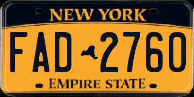 NY license plate FAD2760