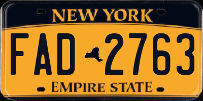 NY license plate FAD2763