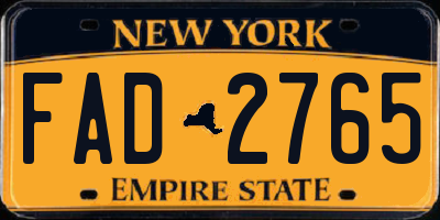 NY license plate FAD2765
