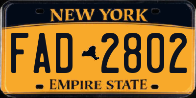 NY license plate FAD2802