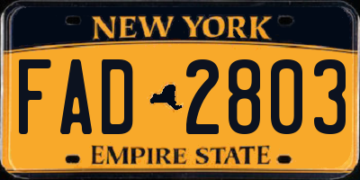 NY license plate FAD2803