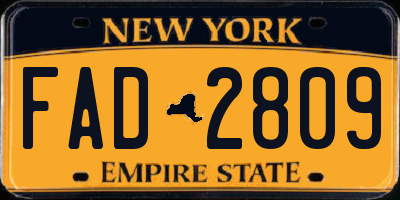 NY license plate FAD2809