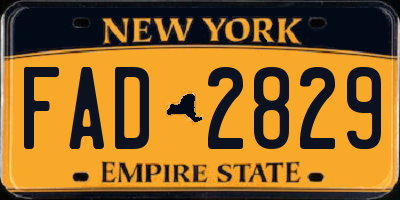 NY license plate FAD2829