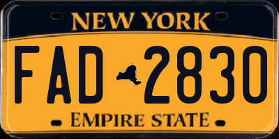 NY license plate FAD2830