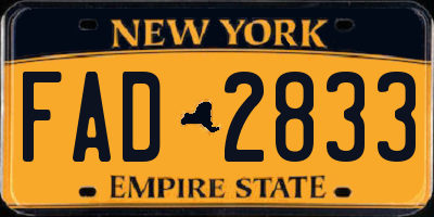 NY license plate FAD2833