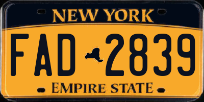 NY license plate FAD2839