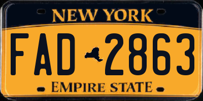 NY license plate FAD2863