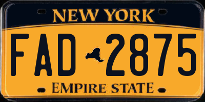 NY license plate FAD2875