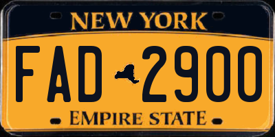 NY license plate FAD2900