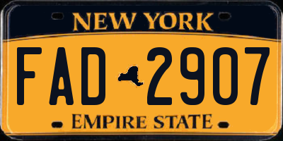 NY license plate FAD2907