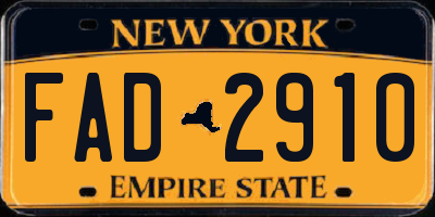 NY license plate FAD2910