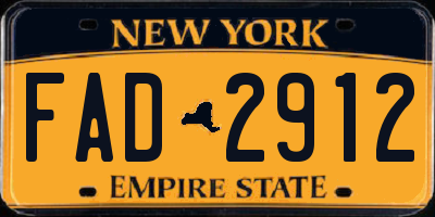 NY license plate FAD2912