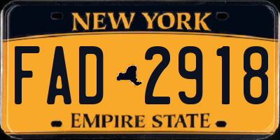 NY license plate FAD2918