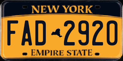 NY license plate FAD2920