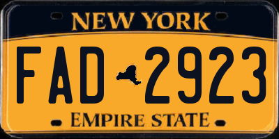 NY license plate FAD2923