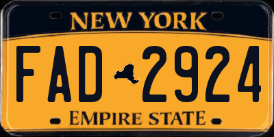 NY license plate FAD2924