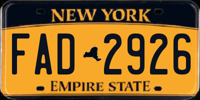 NY license plate FAD2926