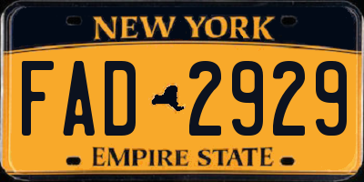 NY license plate FAD2929