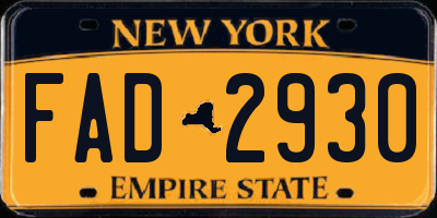 NY license plate FAD2930