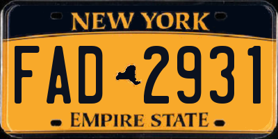 NY license plate FAD2931