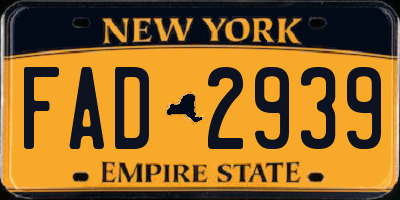 NY license plate FAD2939