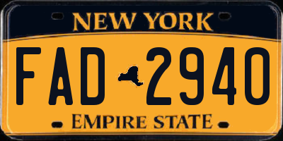 NY license plate FAD2940