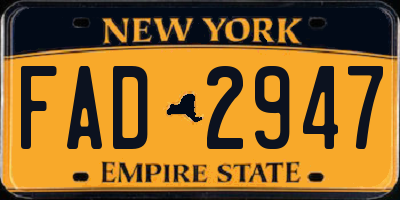 NY license plate FAD2947